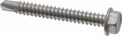 Value Collection - #14, Hex Washer Head, Hex Drive, 2" Length Under Head, #3 Point, Self Drilling Screw - Grade 410 Stainless Steel - Exact Tooling