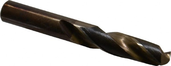 Hertel - 33/64" 135° Spiral Flute Cobalt Screw Machine Drill Bit - Bright Finish, Right Hand Cut, 2-3/8" Flute Length, 3-7/8" OAL, Split Point, Straight Shank - Exact Tooling