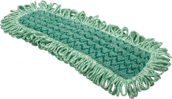 Rubbermaid - 20.7" Long x 5.7" Wide Microfiber Dust Mop Pad - Hook & Loop, Green, Fringed Head - Exact Tooling