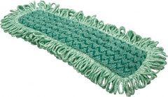 Rubbermaid - 20.7" Long x 5.7" Wide Microfiber Dust Mop Pad - Hook & Loop, Green, Fringed Head - Exact Tooling