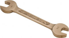 Ampco - 5/8" x 3/4" Nonsparking Open End Wrench - 6-7/8" OAL, Double End, Plain Finish, 15° Head Angle - Exact Tooling