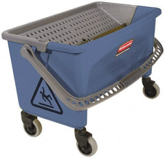 Rubbermaid - 40 Qt Plastic Bucket & Wringer - 14.7" Long x 16.2" High x 26.2" Wide, Blue - Exact Tooling