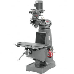 Jet - 9" Table Width x 42" Table Length, Variable Speed Pulley Control, 3 Phase Knee Milling Machine - R8 Spindle Taper, 2 hp - Exact Tooling