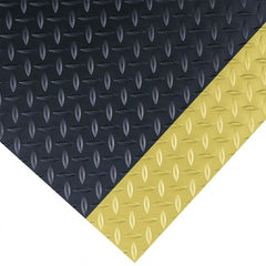 Wearwell - 75 Ft. Long x 3 Ft. Wide x 1/4 Inch Thick, Vinyl, Diamond Plate Surface Switchboard Matting - 30,000 V Max Dielectric Strength, 17,000 V Max Recommended Use, Black with Yellow Borders - Exact Tooling