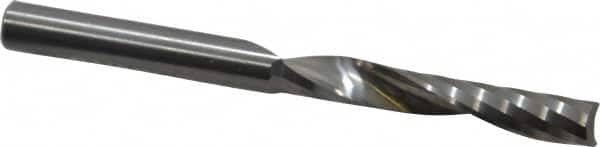 Onsrud - 1/4" Cutting Diam x 1-1/2" Length of Cut, 1 Flute, Upcut Spiral Router Bit - Uncoated, Right Hand Cut, Solid Carbide, 3" OAL x 1/4" Shank Diam, Single Edge, 21° Helix Angle - Exact Tooling