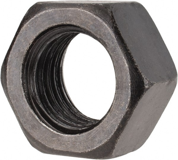 Gibraltar - 1-8 UNC Steel Right Hand Heavy Hex Nut - 1-1/2" Across Flats, 55/64" High, Black Oxide Finish - Exact Tooling