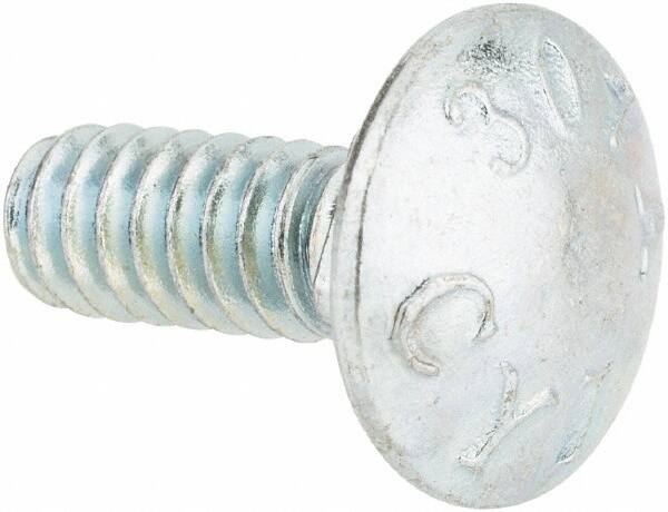 Value Collection - #10-24 UNC 1/2" Length Under Head, Standard Square Neck, Carriage Bolt - Grade 2 Steel, Zinc-Plated Finish - Exact Tooling