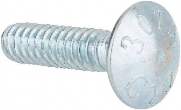 Value Collection - #10-24 UNC 3/4" Length Under Head, Standard Square Neck, Carriage Bolt - Grade 2 Steel, Zinc-Plated Finish - Exact Tooling