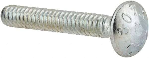 Value Collection - #10-24 UNC 1-1/4" Length Under Head, Standard Square Neck, Carriage Bolt - Grade 2 Steel, Zinc-Plated Finish - Exact Tooling
