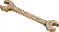 Ampco - 1/2" x 5/8" Nonsparking Open End Wrench - 5-3/4" OAL, Double End, Plain Finish, 15° Head Angle - Exact Tooling