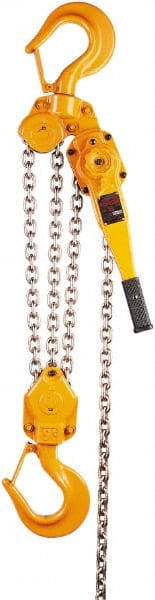 Harrington Hoist - 18,000 Lb Lifting Capacity, 15' Lift Height, Lever Hoist - Made from Chain, 78 Lb Avg Pull to Lift Rated Load, 3 Chains - Exact Tooling