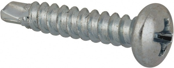 Value Collection - #6, Pan Head, Phillips Drive, 3/4" Length Under Head, #2 Point, Self Drilling Screw - Grade 1016-1024 Steel, Zinc-Plated Finish - Exact Tooling