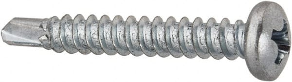 Value Collection - #6, Pan Head, Phillips Drive, 1" Length Under Head, #2 Point, Self Drilling Screw - Grade 1016-1024 Steel, Zinc-Plated Finish - Exact Tooling