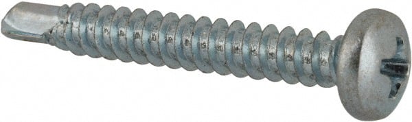 Value Collection - #8, Pan Head, Phillips Drive, 1-1/4" Length Under Head, #2 Point, Self Drilling Screw - Grade 1016-1024 Steel, Zinc-Plated Finish - Exact Tooling