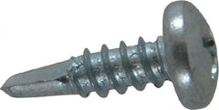 Value Collection - #10, Pan Head, Phillips Drive, 5/8" Length Under Head, #2 Point, Self Drilling Screw - Grade 1016-1024 Steel, Zinc-Plated Finish - Exact Tooling
