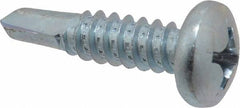 Value Collection - 1/4", Pan Head, Phillips Drive, 1" Length Under Head, #3 Point, Self Drilling Screw - Grade 1016-1024 Steel, Zinc-Plated Finish - Exact Tooling
