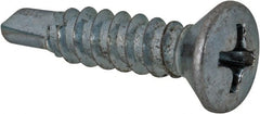 Value Collection - #8, Oval Head, Phillips Drive, 3/4" OAL, #2 Point, Self Drilling Screw - Grade 1016-1024 Steel, Zinc-Plated Finish - Exact Tooling