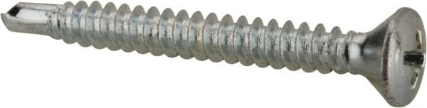 Value Collection - #8, Oval Head, Phillips Drive, 1-1/2" OAL, #2 Point, Self Drilling Screw - Grade 1016-1024 Steel, Zinc-Plated Finish - Exact Tooling