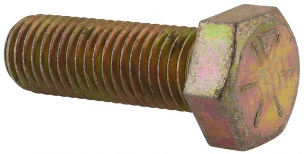 Value Collection - 1/2-13 UNC, 3-3/4" Length Under Head Hex Head Cap Screw - Fully Threaded, Grade 2 Steel, Zinc-Plated Finish, 3/4" Hex - Exact Tooling