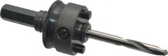 Starrett - 1-1/4 to 8-9/32" Tool Diam Compatibility, Straight Shank, Carbide-Tipped Integral Pilot Drill, Hole Cutting Tool Arbor - 1/2" Min Chuck, Hex Shank Cross Section, Threaded Shank Attachment, For SH, DH, CT & D Hole Saws - Exact Tooling