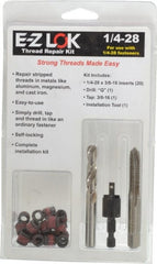 E-Z LOK - 20 Inserts, 1/4-28 UNF, Carbon Steel, Thread Repair Kit - 0.375" Insert Length - Exact Tooling