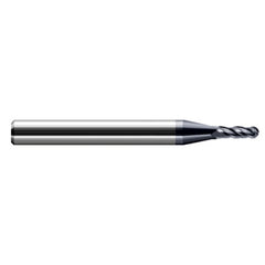 ‎0.056″ Dia. × 1/8″ Shank × 0.168″ DOC × 1-1/2″ OAL, Carbide AlTiN, Stub|Standard , 4 Flute, Ballnose End Mill - Exact Tooling