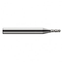 ‎0.085″ Dia. × 1/8″ Shank × 0.127″ DOC × 1-1/2″ OAL, Carbide Uncoated, Stub|Standard , 4 Flute, Ballnose End Mill - Exact Tooling