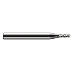 ‎0.042″ Dia. × 1/8″ Shank × 0.126″ DOC × 1-1/2″ OAL, Carbide Uncoated, Stub|Standard , 4 Flute, Ballnose End Mill - Exact Tooling