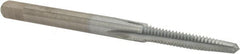 Made in USA - #4-40 UNC 2B/3B 3 Flute Chrome Finish High Speed Steel Straight Flute Standard Hand Tap - Taper, Right Hand Thread, 1-7/8" OAL, 9/16" Thread Length, H2 Limit, Oversize - Exact Tooling