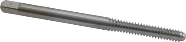 Made in USA - #6-32 UNC 3B 2 Flute Chrome Finish High Speed Steel Straight Flute Standard Hand Tap - Bottoming, Right Hand Thread, 2" OAL, 11/16" Thread Length, H2 Limit, Oversize - Exact Tooling