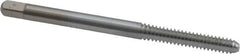 Made in USA - #6-32 UNC 3B 2 Flute Chrome Finish High Speed Steel Straight Flute Standard Hand Tap - Bottoming, Right Hand Thread, 2" OAL, 11/16" Thread Length, H2 Limit, Oversize - Exact Tooling