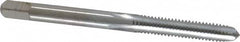 Made in USA - #8-32 UNC 3B 4 Flute Chrome Finish High Speed Steel Straight Flute Standard Hand Tap - Plug, Right Hand Thread, 2-1/8" OAL, 3/4" Thread Length, H2 Limit, Oversize - Exact Tooling