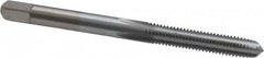 Made in USA - #10-32 UNF 3B 4 Flute Chrome Finish High Speed Steel Straight Flute Standard Hand Tap - Plug, Right Hand Thread, 2-3/8" OAL, 7/8" Thread Length, H2 Limit, Oversize - Exact Tooling