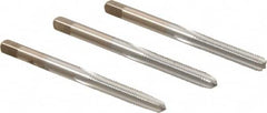 Made in USA - #10-32 UNF, 4 Flute, Bottoming, Plug & Taper, Chrome Finish, High Speed Steel Tap Set - Right Hand Cut, 2-3/8" OAL, 7/8" Thread Length, 2B/3B Class of Fit - Exact Tooling