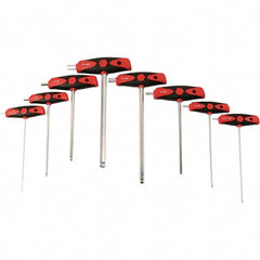 Wiha - 1 Piece, Ergo Dual Component Ball End & T-Handle Driver Hex Key Set - 2 to 10mm Range, Dual Composite - Exact Tooling