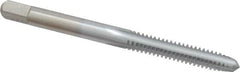 Made in USA - #10-24 UNC 2B/3B 4 Flute Chrome Finish High Speed Steel Straight Flute Standard Hand Tap - Plug, Right Hand Thread, 2-3/8" OAL, 7/8" Thread Length, H3 Limit, Oversize - Exact Tooling