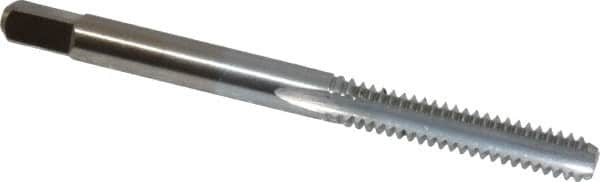 Made in USA - #10-24 UNC 2B/3B 3 Flute Chrome Finish High Speed Steel Straight Flute Standard Hand Tap - Bottoming, Right Hand Thread, 2-3/8" OAL, 7/8" Thread Length, H3 Limit, Oversize - Exact Tooling