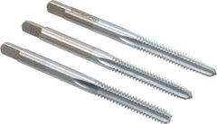 Made in USA - #10-24 UNC, 4 Flute, Bottoming, Plug & Taper, Chrome Finish, High Speed Steel Tap Set - Right Hand Cut, 2-3/8" OAL, 7/8" Thread Length, 2B/3B Class of Fit - Exact Tooling