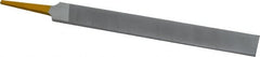 PFERD - 8" Swiss Pattern Hand File - Double Cut, 25/32" Width Diam x 7/32" Thick, With Tang - Exact Tooling