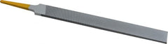 PFERD - 8" Swiss Pattern Hand File - Double Cut, 25/32" Width Diam x 7/32" Thick, With Tang - Exact Tooling