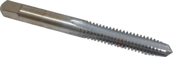Made in USA - 1/4-20 UNC 4 Flute Chrome Finish High Speed Steel Straight Flute Standard Hand Tap - Plug, Right Hand Thread, 2-1/2" OAL, 1" Thread Length, H2 Limit, Oversize - Exact Tooling