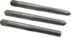 Made in USA - 1/4-20 UNC, 4 Flute, Bottoming, Plug & Taper, Chrome Finish, High Speed Steel Tap Set - Right Hand Cut, 2-1/2" OAL, 1" Thread Length, 2B/3B Class of Fit - Exact Tooling