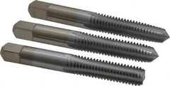 Made in USA - 3/8-16 UNC, 4 Flute, Bottoming, Plug & Taper, Chrome Finish, High Speed Steel Tap Set - Right Hand Cut, 2-15/16" OAL, 1-1/4" Thread Length, 2B/3B Class of Fit - Exact Tooling