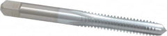 Made in USA - 1/4-20 UNC 3B 4 Flute Chrome Finish High Speed Steel Straight Flute Standard Hand Tap - Plug, Right Hand Thread, 2-1/2" OAL, 1" Thread Length, H3 Limit, Oversize - Exact Tooling