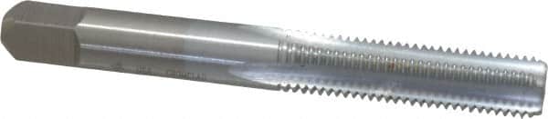 Made in USA - 5/16-24 UNF 3B 4 Flute Chrome Finish High Speed Steel Straight Flute Standard Hand Tap - Bottoming, Right Hand Thread, 2-23/32" OAL, 1-1/8" Thread Length, H3 Limit, Oversize - Exact Tooling