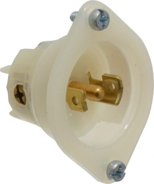 Leviton - 125/250 VAC, 15 Amp, ML-3P NEMA, Ungrounded Inlet - 3 Poles, 3 Wire, Male End, White, Steel - Exact Tooling
