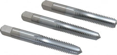Made in USA - 3/8-16 UNC, 4 Flute, Bottoming, Plug & Taper, Chrome Finish, High Speed Steel Tap Set - Right Hand Cut, 2-15/16" OAL, 1-1/4" Thread Length, 2B/3B Class of Fit - Exact Tooling