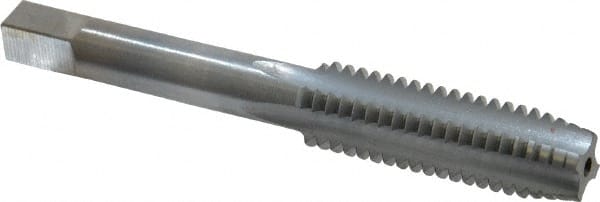 Made in USA - 7/16-14 UNC 4 Flute Chrome Finish High Speed Steel Straight Flute Standard Hand Tap - Plug, Right Hand Thread, 3-5/32" OAL, 1-7/16" Thread Length, H3 Limit, Oversize - Exact Tooling