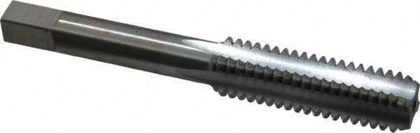 Made in USA - 7/16-14 UNC 4 Flute Chrome Finish High Speed Steel Straight Flute Standard Hand Tap - Bottoming, Right Hand Thread, 3-5/32" OAL, 1-7/16" Thread Length, H3 Limit, Oversize - Exact Tooling