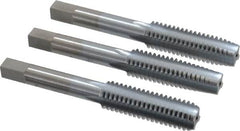 Made in USA - 7/16-14 UNC, 4 Flute, Bottoming, Plug & Taper, Chrome Finish, High Speed Steel Tap Set - Right Hand Cut, 3-5/32" OAL, 1-7/16" Thread Length, 2B/3B Class of Fit - Exact Tooling
